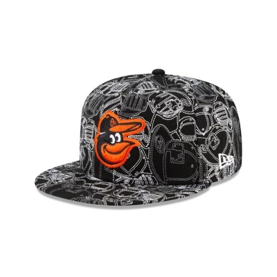 Black Baltimore Orioles Hat - New Era MLB Caps Chaos 59FIFTY Fitted Caps USA5329608